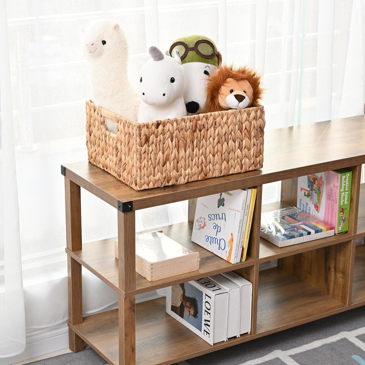 Cesta mimbre jumbo rectangular con asas