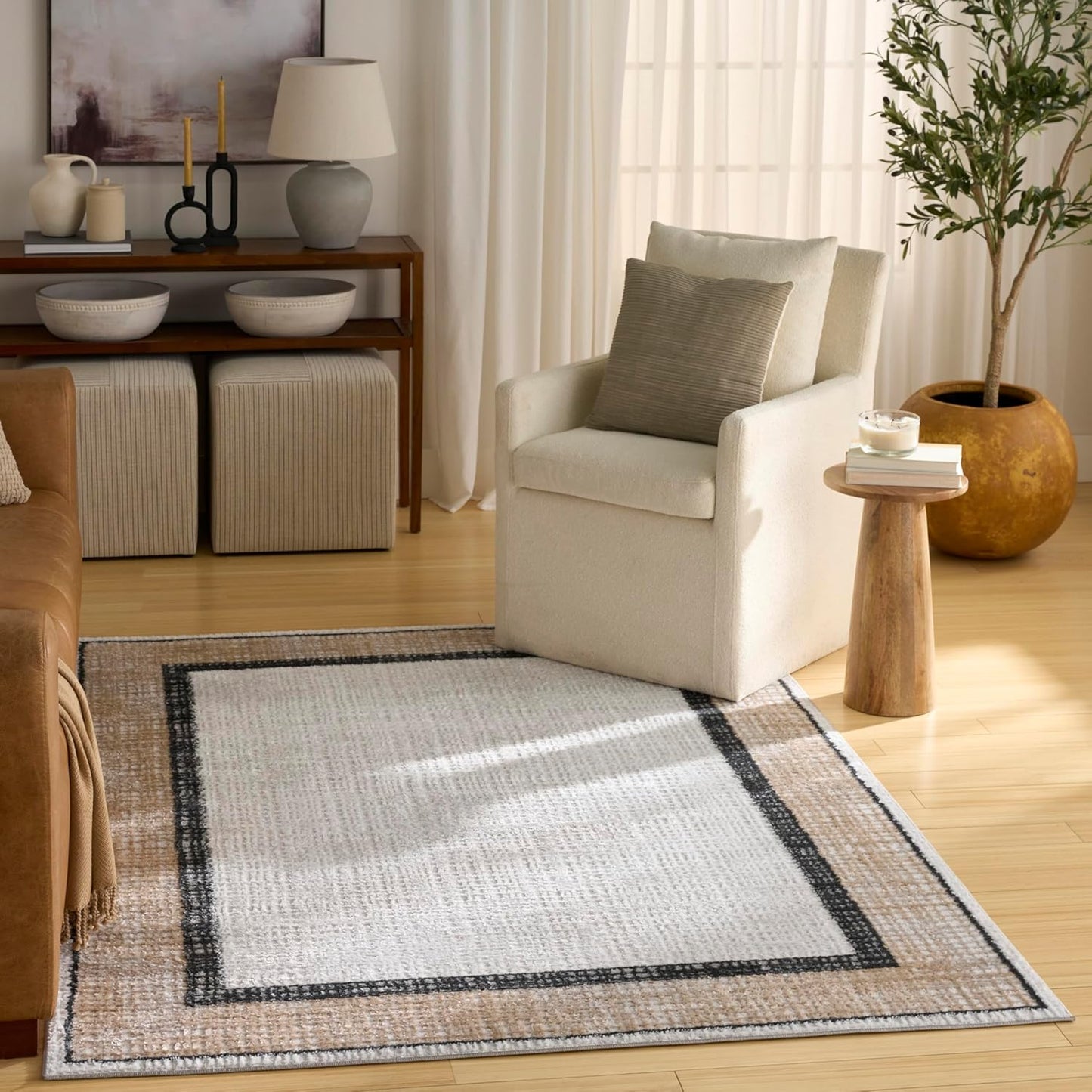 Alfombra gris carbón 4x6ft para dormitorio y sala