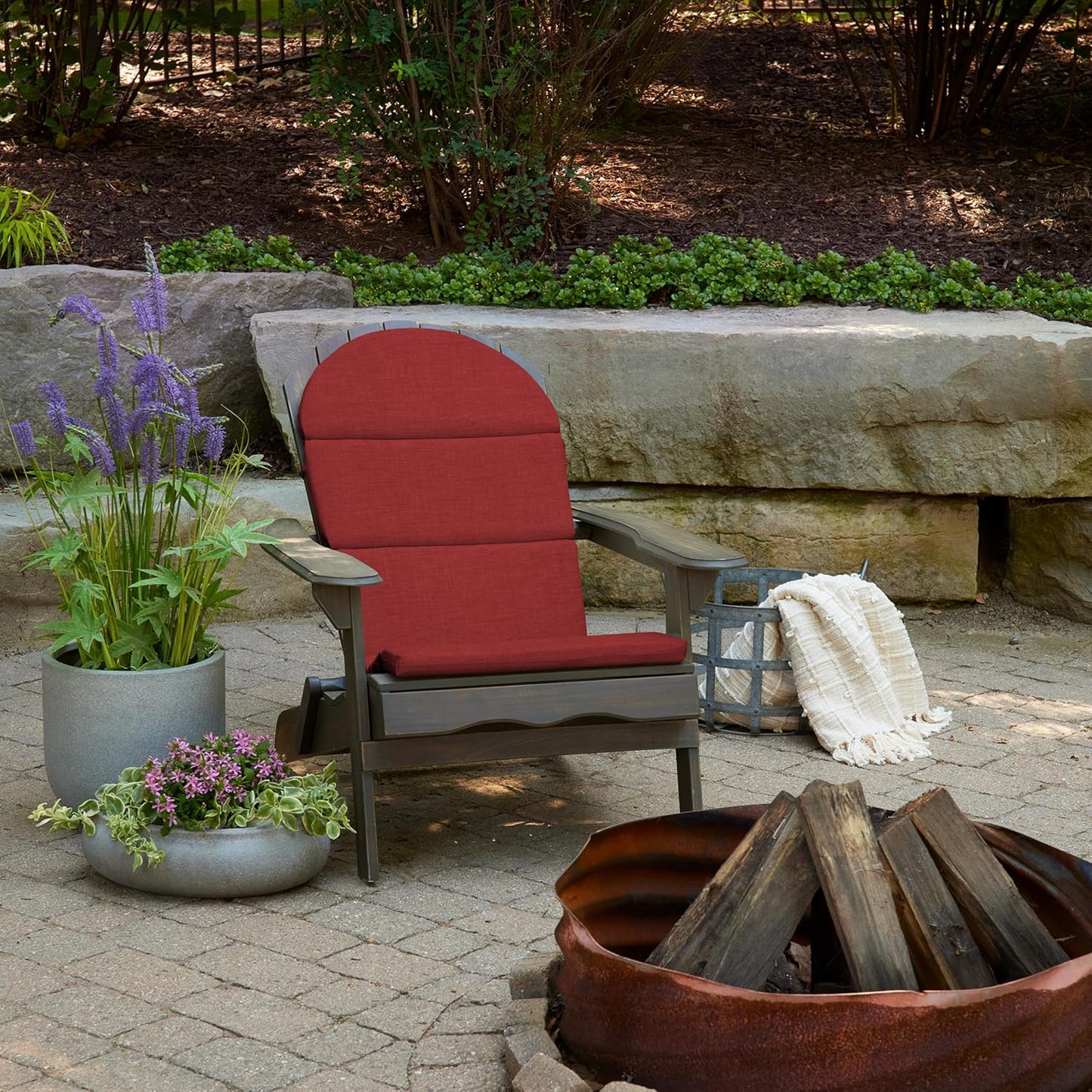 Cojín Adirondack espuma exterior 21.5x19 rojo rubí