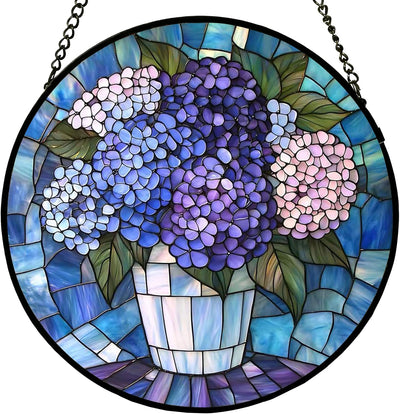 Atrapasoles de hortensias para vitrales decoración hogar