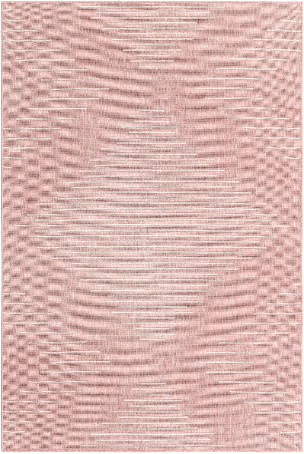 Alfombra rectangular 6'1"x9' color rosa y marfil