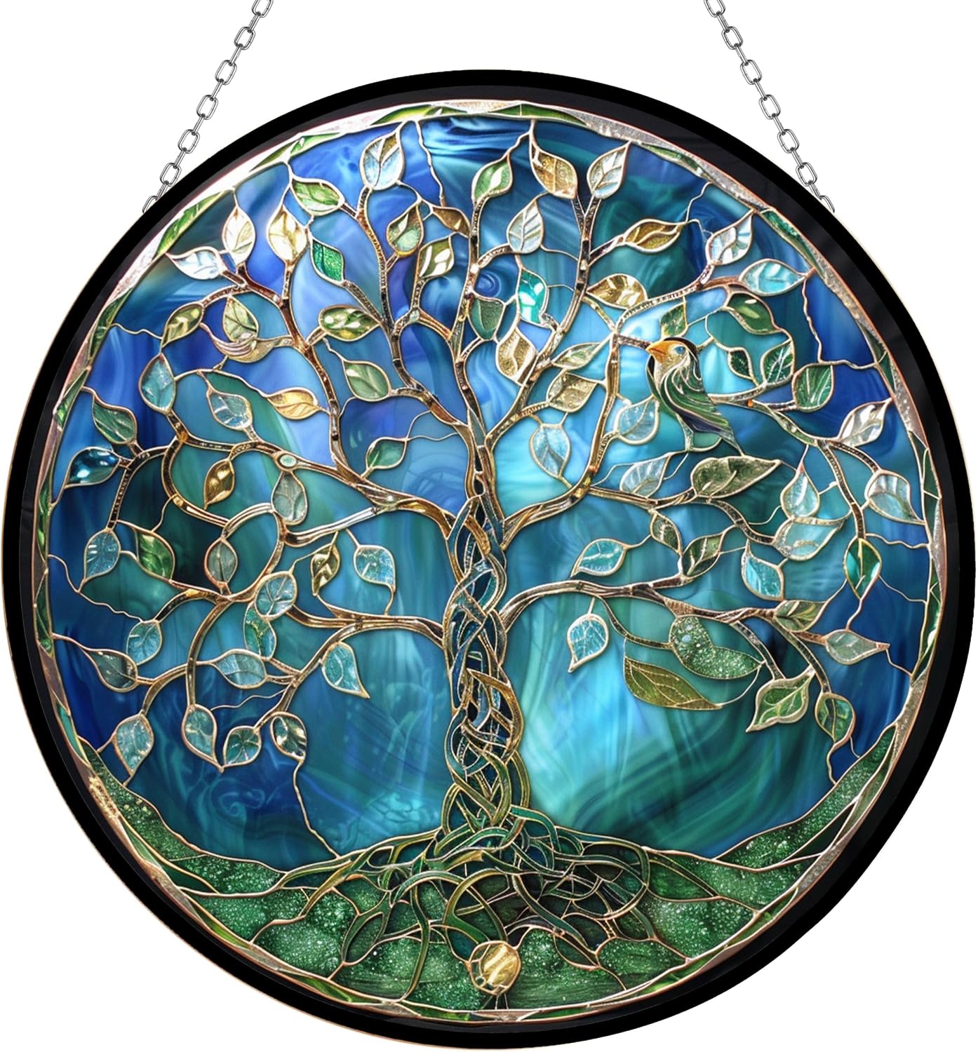 Árbol de la Vida Atrapasoles de Vidrio Colgante para Ventana