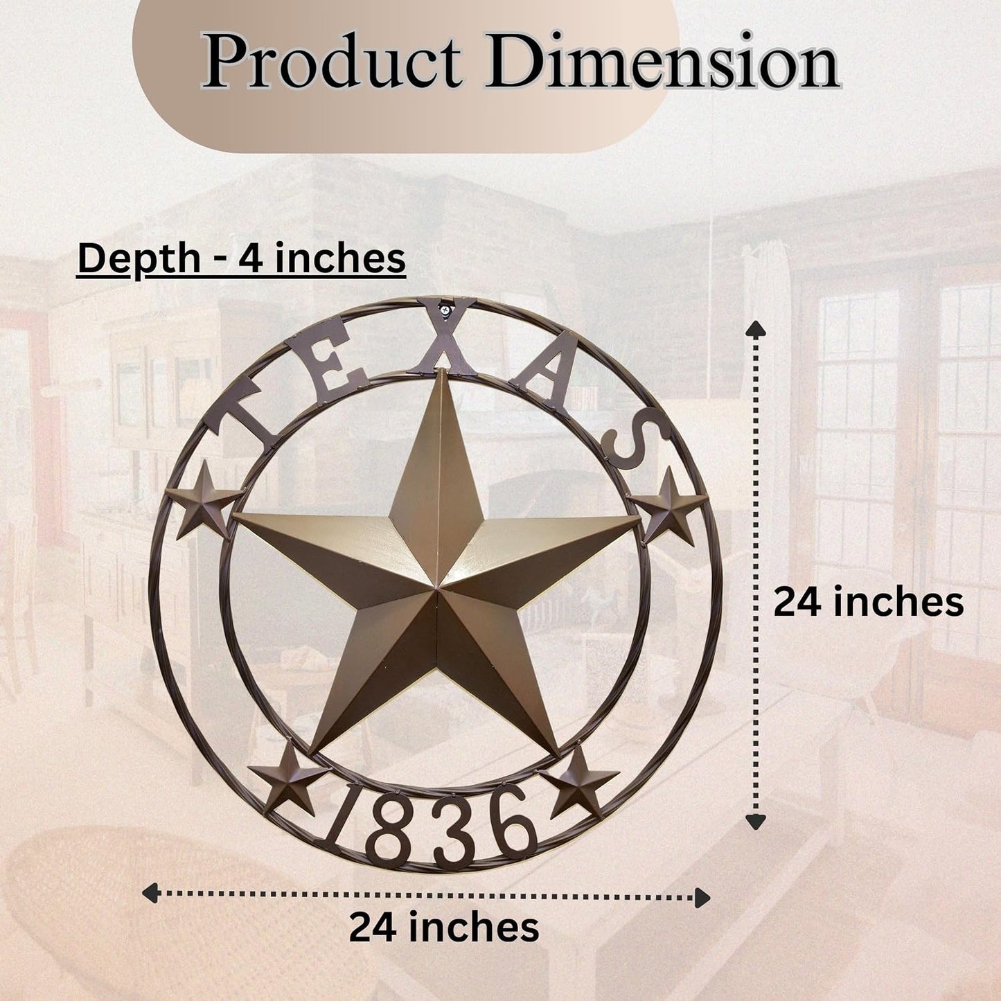 Estrella metal Texas 1836 decoración rústica para exteriores