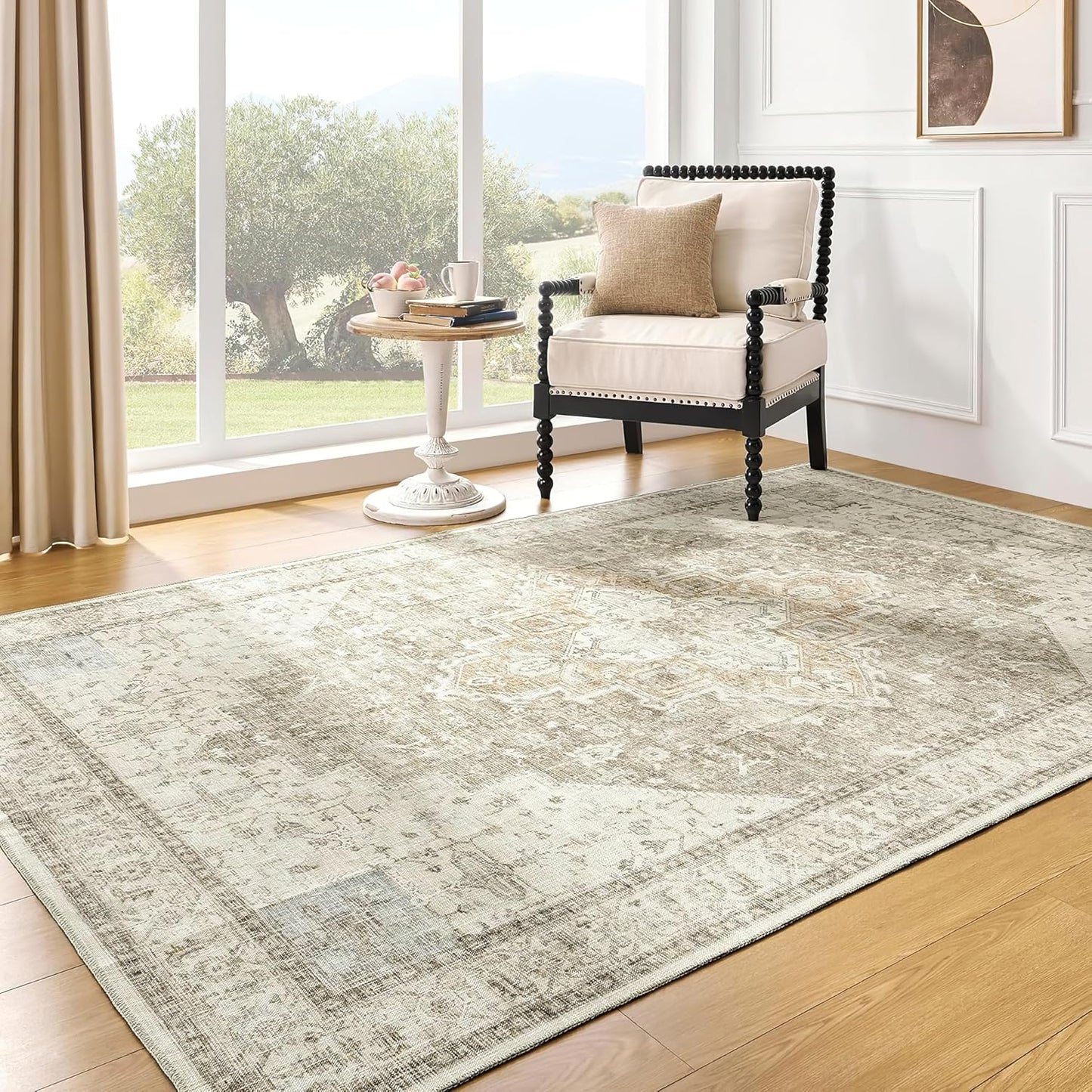 Alfombra Bohemia Sala 4x6ft Lavable Resistente