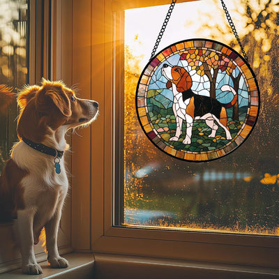 Vidrieras para ventana con árboles Beagle 9.8pulg decoración hogar