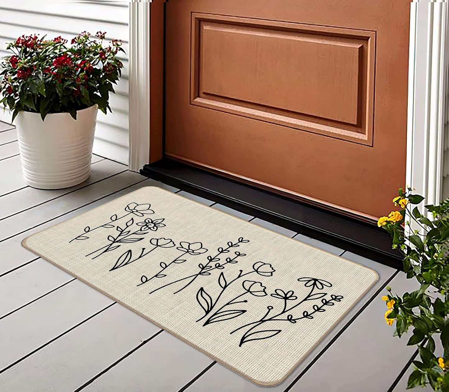 Tapete rústico flores 17x30" decorativo hogar patio