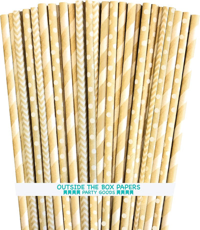 Pajitas papel marrón kraft rayas chevron 7.75pulg pack 100