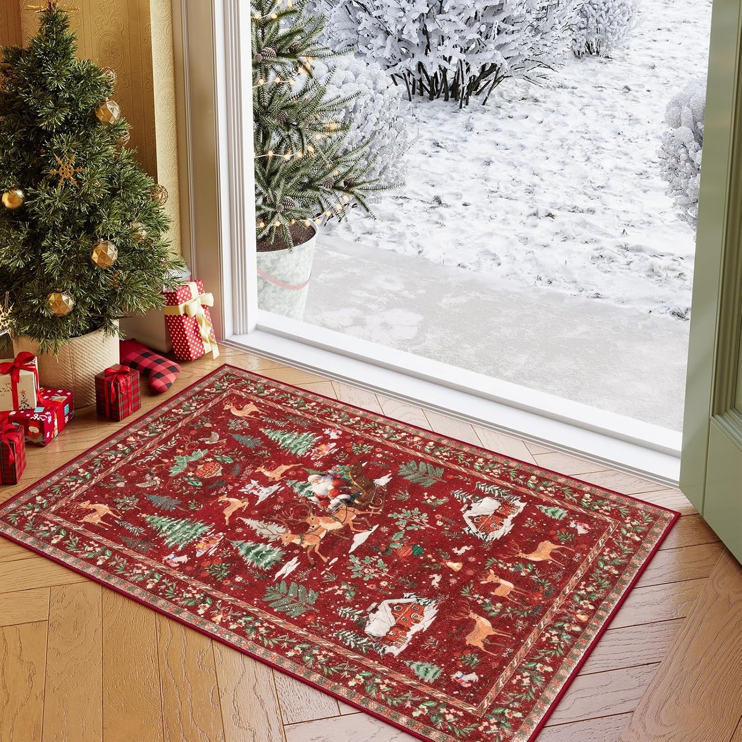 Alfombra Navidad interior 2x3ft antiderrap suave