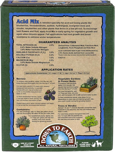 Alimento vegetal orgánico para arándanos y azaleas 4-3-6