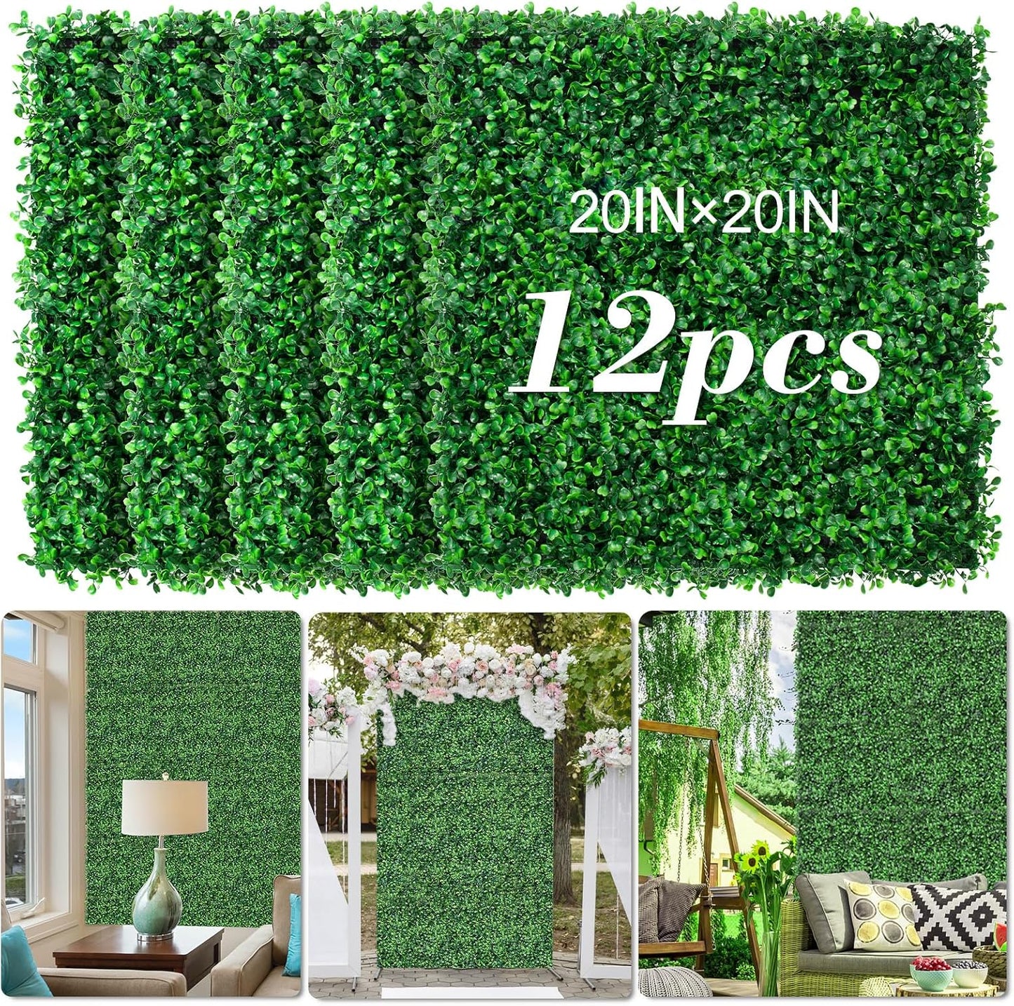 Pared césped artificial 20x20 12 Paneles Seto Boj UV