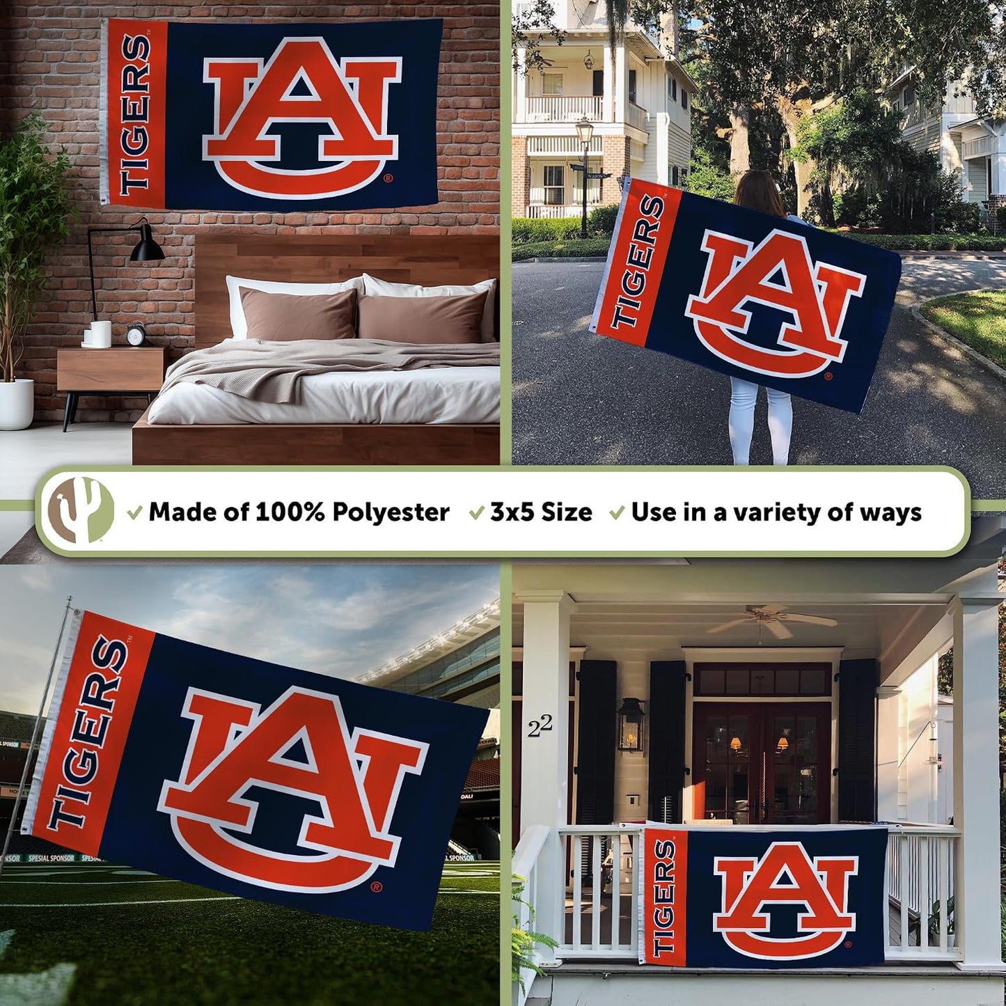 Bandera Auburn Tigers 3x5ft 100% poliéster