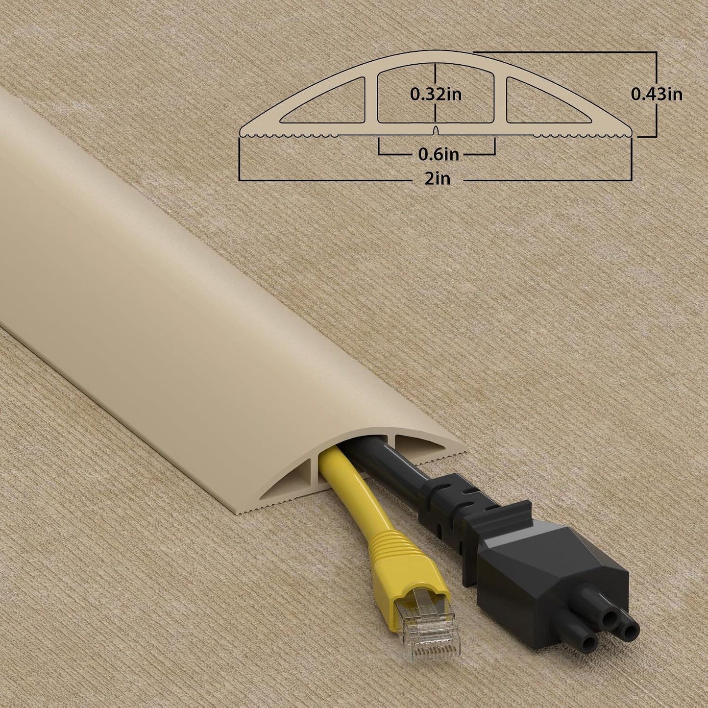 Ocultacables piso 4ft cubiertas PVC suave para cables suelo