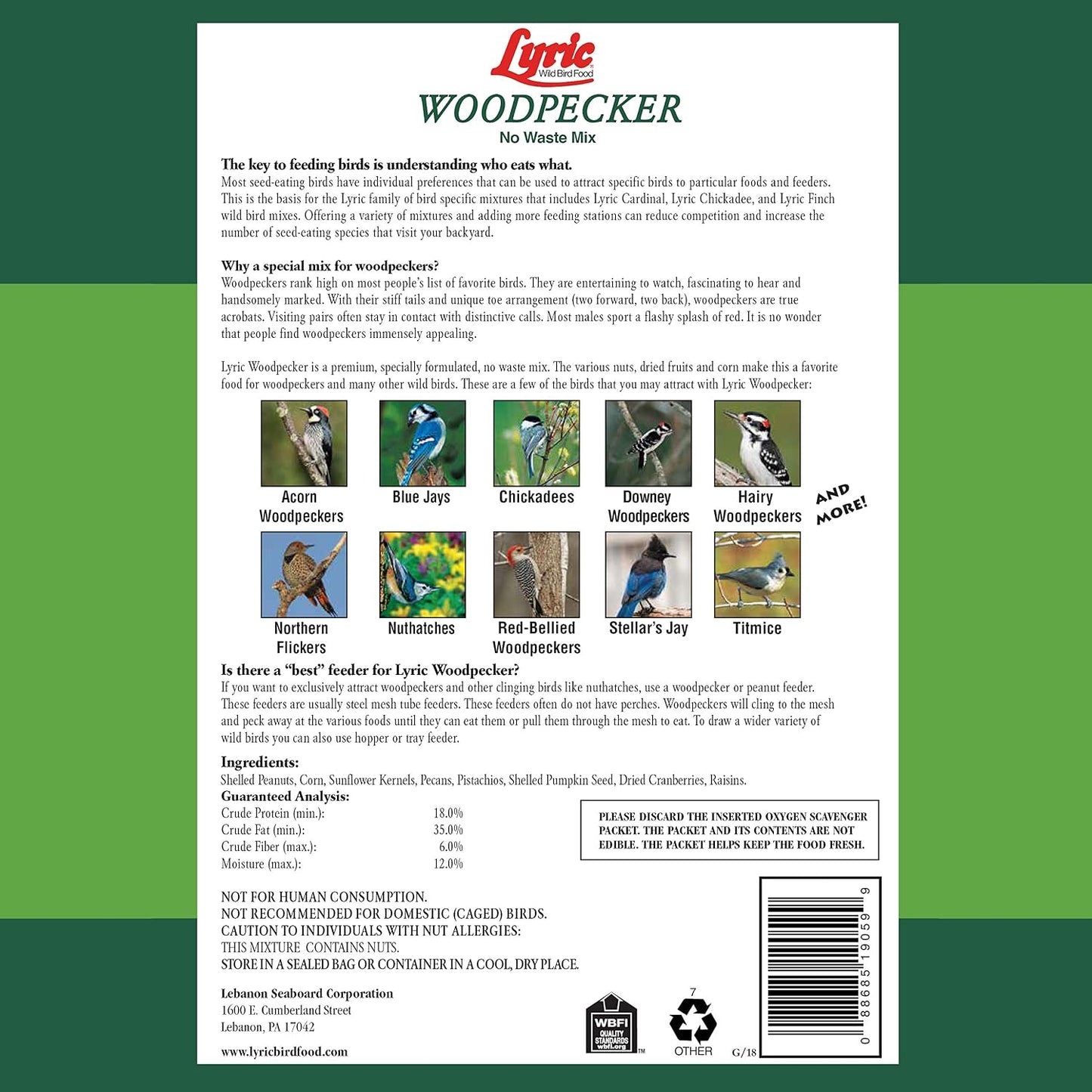 Semillas para aves sin desperdicio con frutos secos 20lb