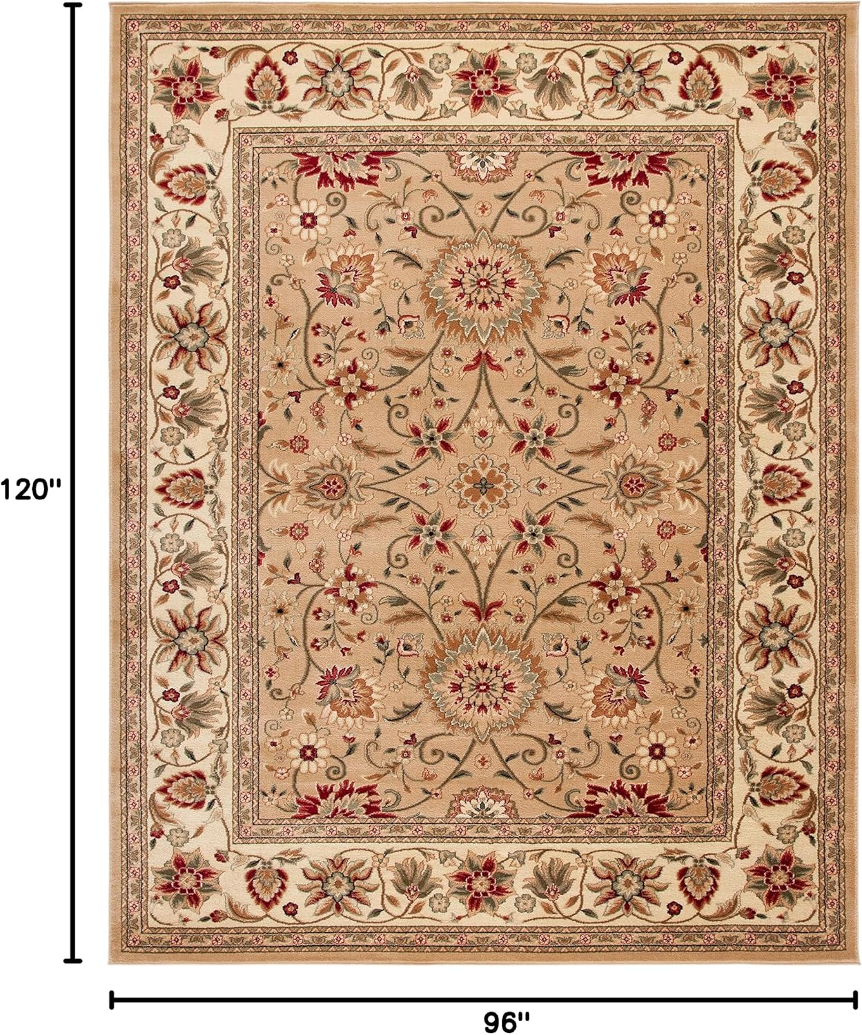 Alfombra 8x10ft beige y marfil diseño oriental