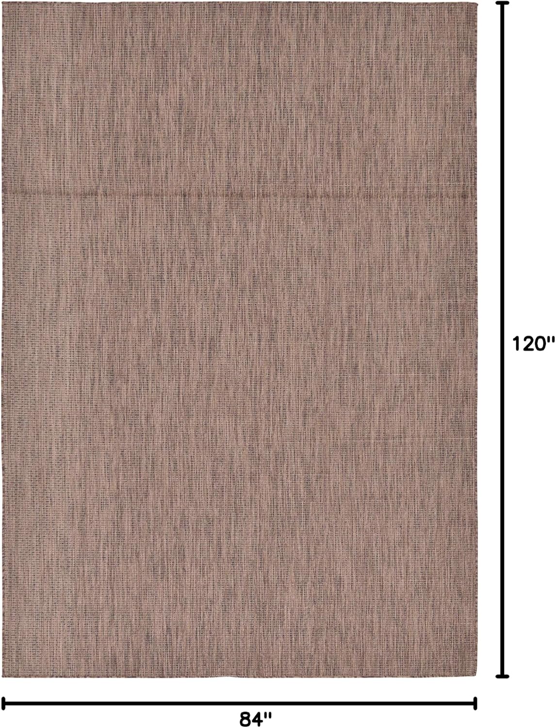 Alfombra área tejido plano sólida jaspeada 7x10ft marrón