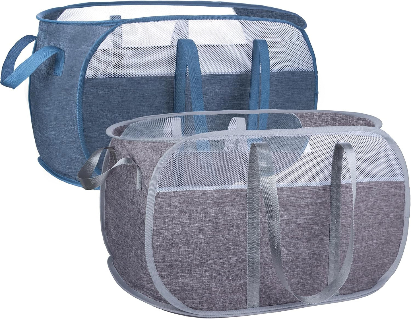 Cesta plegable para ropa sucia con manijas duraderas azulgris