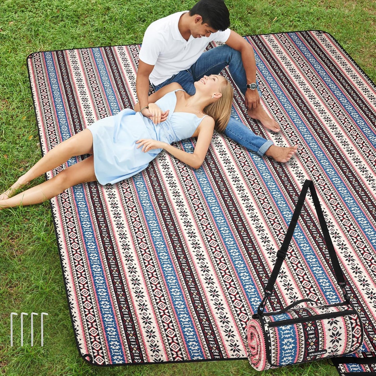 Manta picnic impermeable con correa y estacas