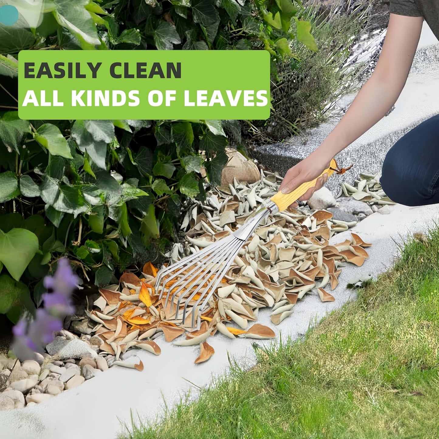 Rastrillo mano acero inox mango ergonómico jardín