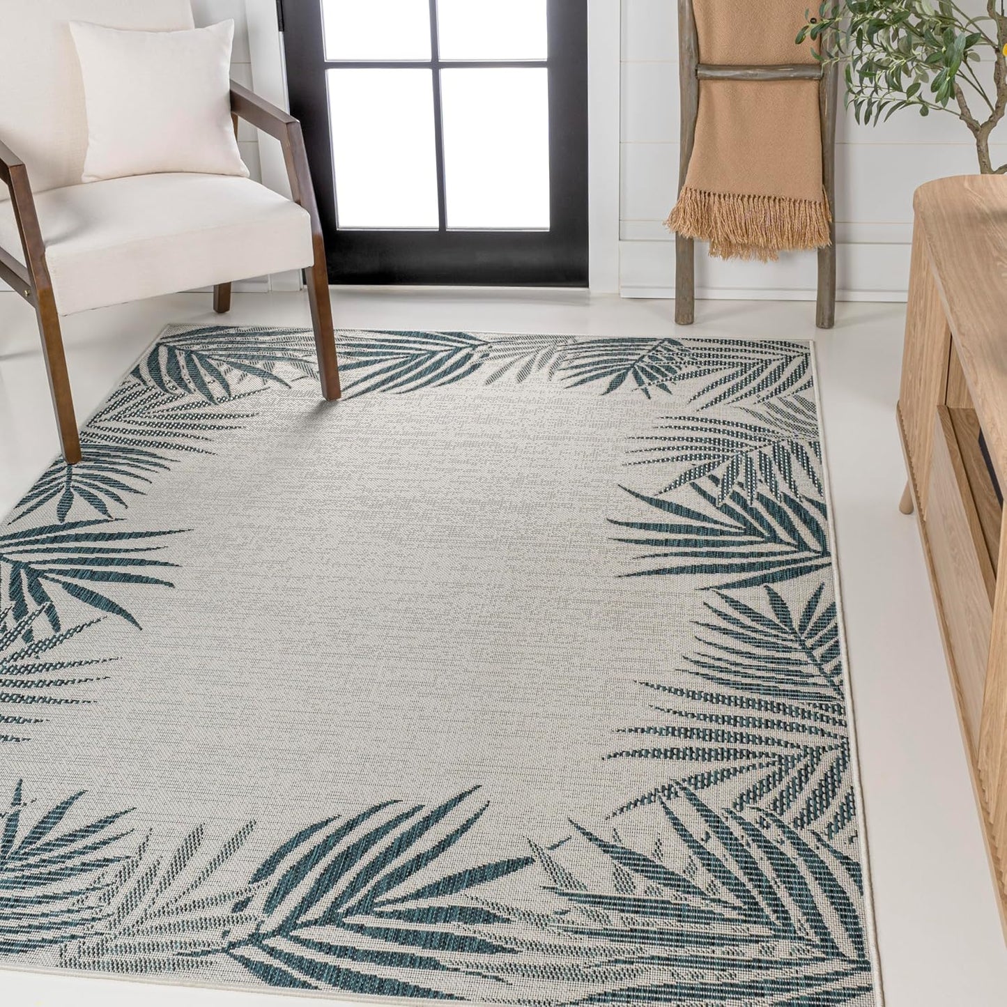 Alfombra 4x6" para exterior e interior 4X6 Azul/Crema