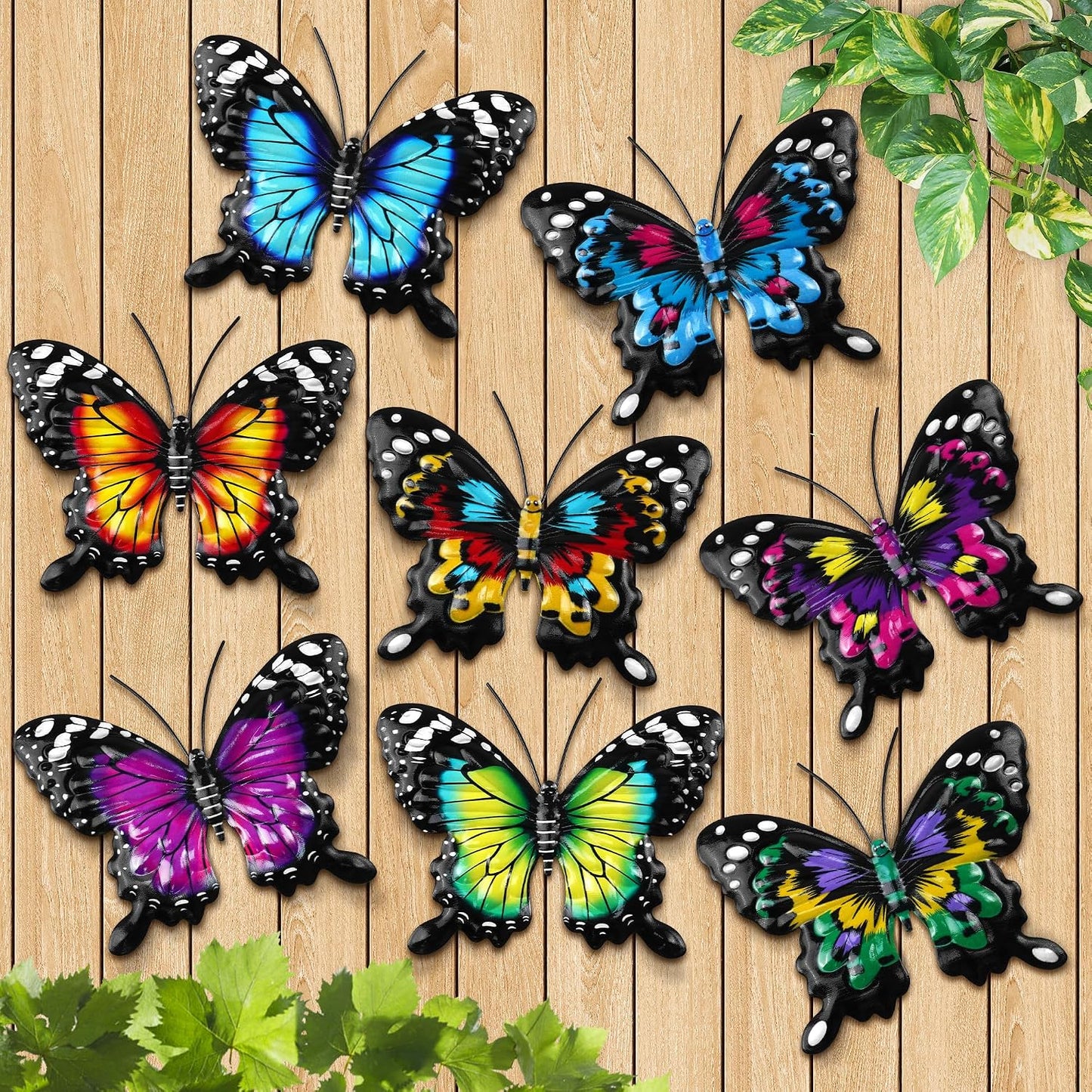 8 Decoraciones Pared Mariposa Metal 3D para Jardín