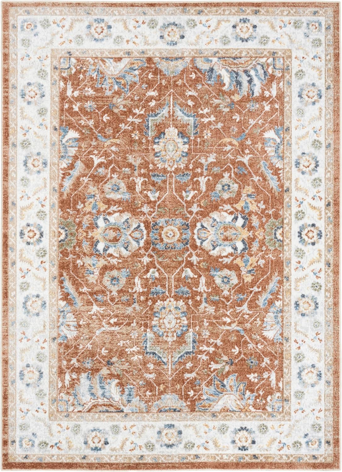 Alfombra lavable marfil óxido 7x9ft dormitorio sala comedor