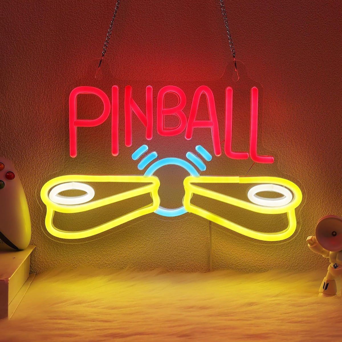 Letrero neón arcade para pinball bar salón con USB y ganchos