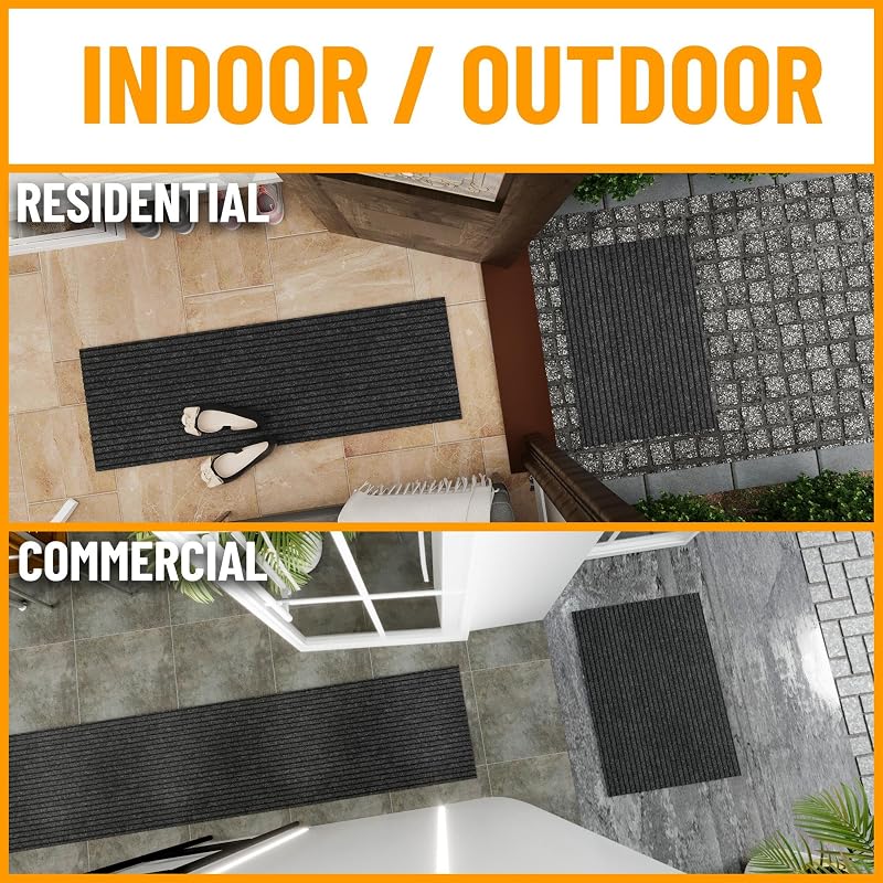 Tapete pasillo pelo raspador 2x8ft antiderrap negro