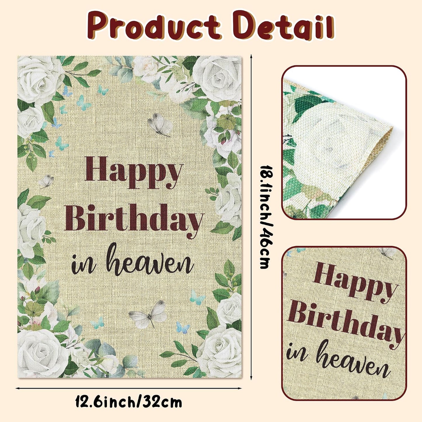 Bandera jardín cumpleaños 12x18" lino decoración