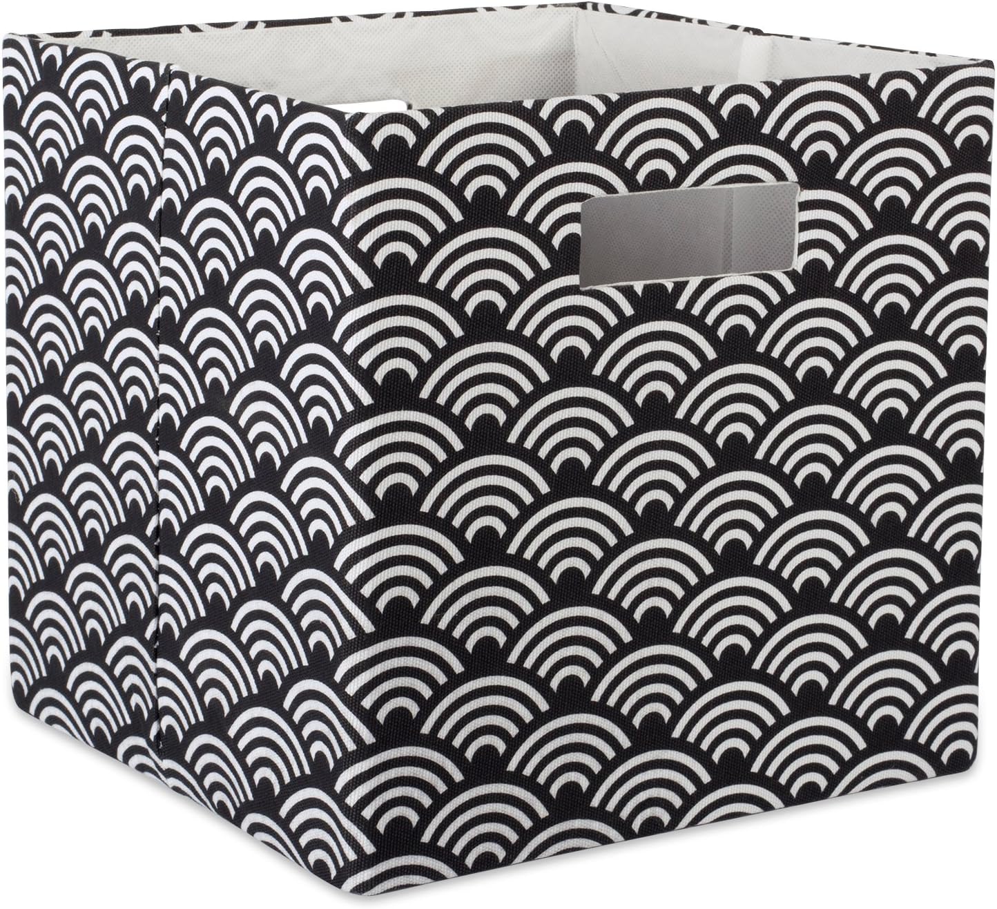 Papelera plegable lados duros olas negro grande