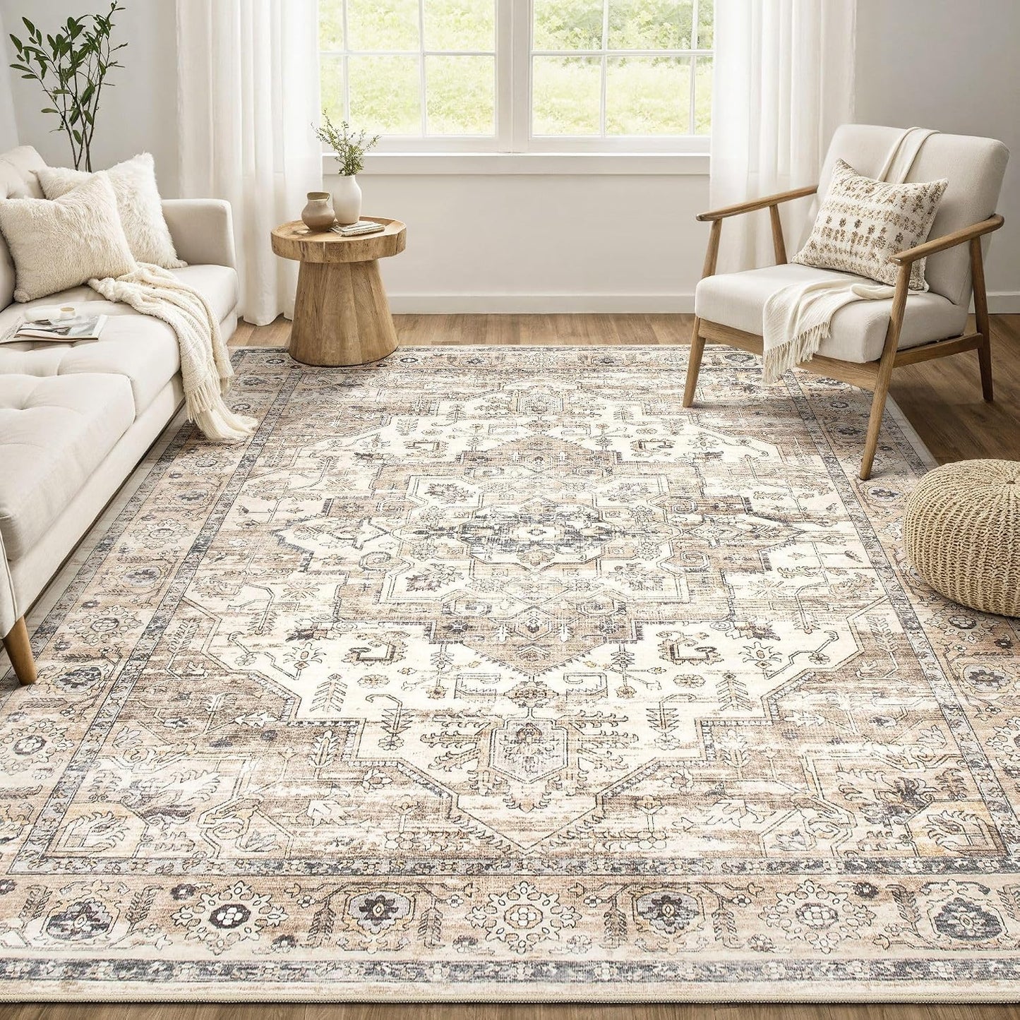 Alfombra 5x7" vintage suave antiderrap estilo granja