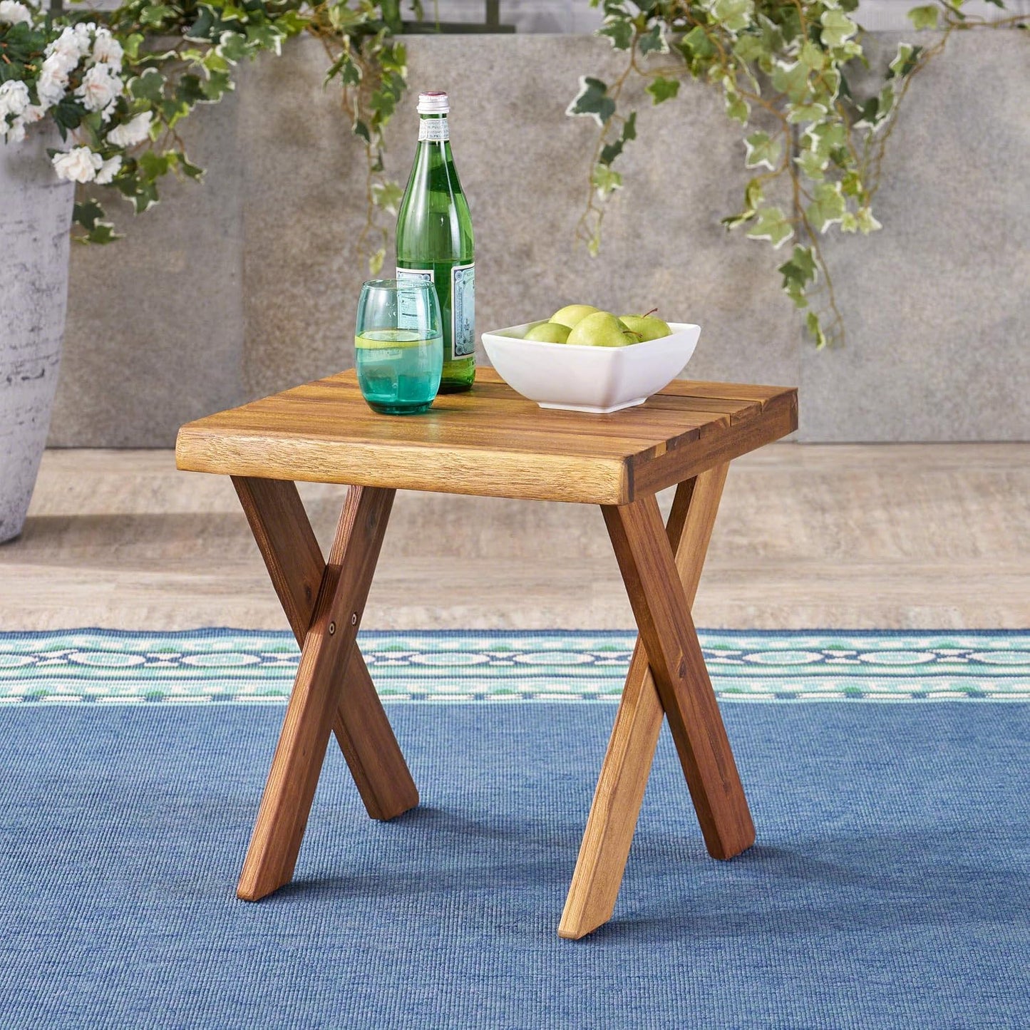 Mesa auxiliar acacia exterior acabado teca