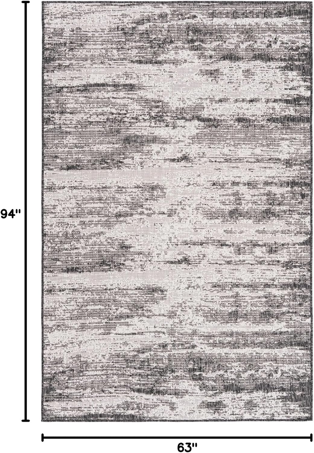 Alfombra rectangular 5x3ft x 7x10ft color carbón/marfil