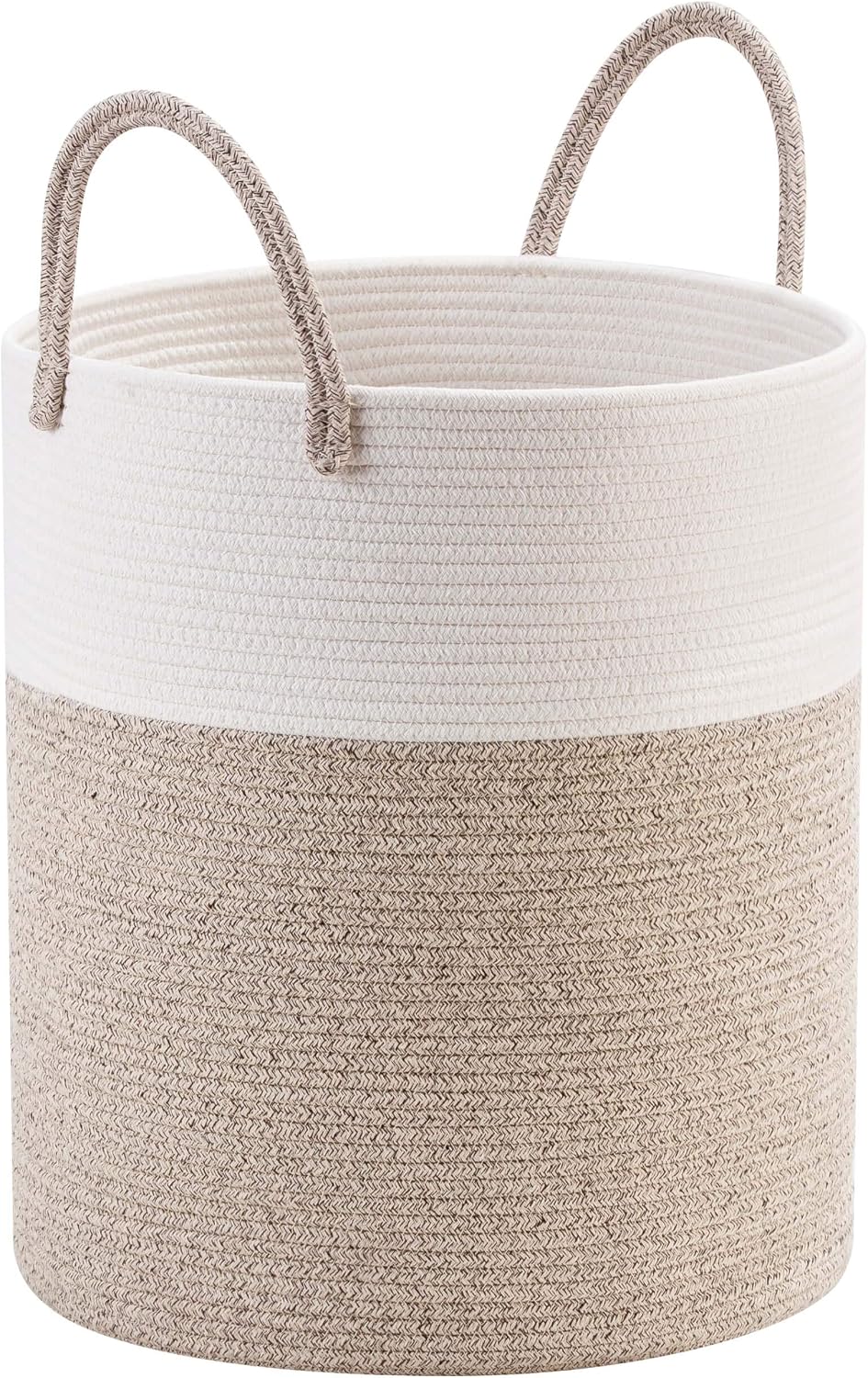 Cesta algodón 18x16pulg para ropa sucia y almacenamiento marrón