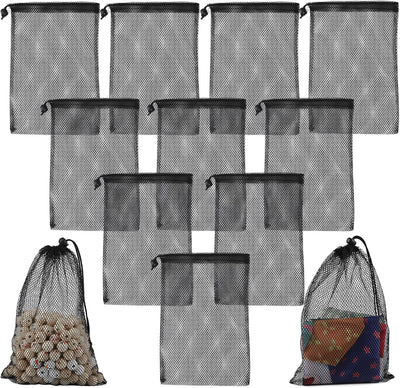 10 Bolsas Malla Negro 8x12" Almacenamiento Deportes