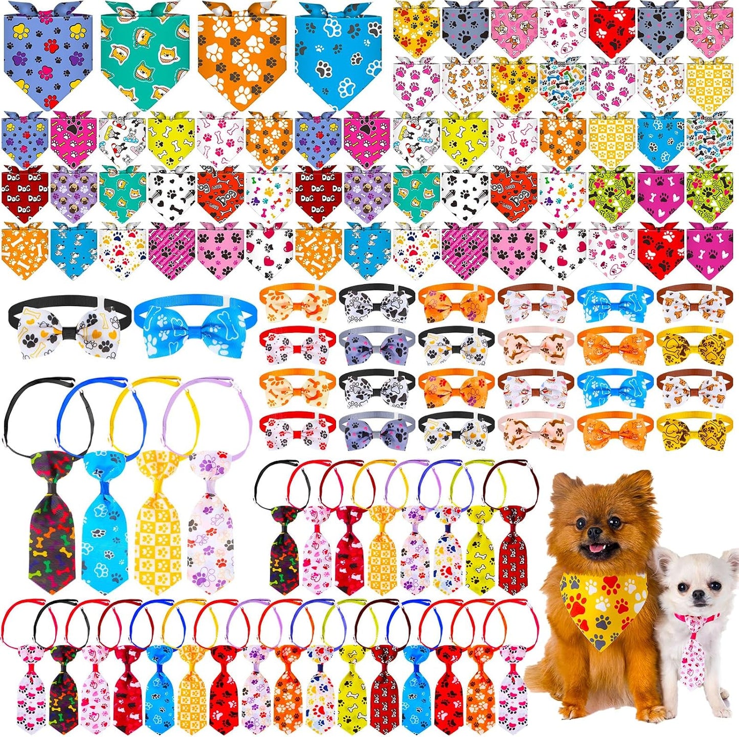 108 Bandanas Navideñas para Perros Estampado Huesos Coloridas