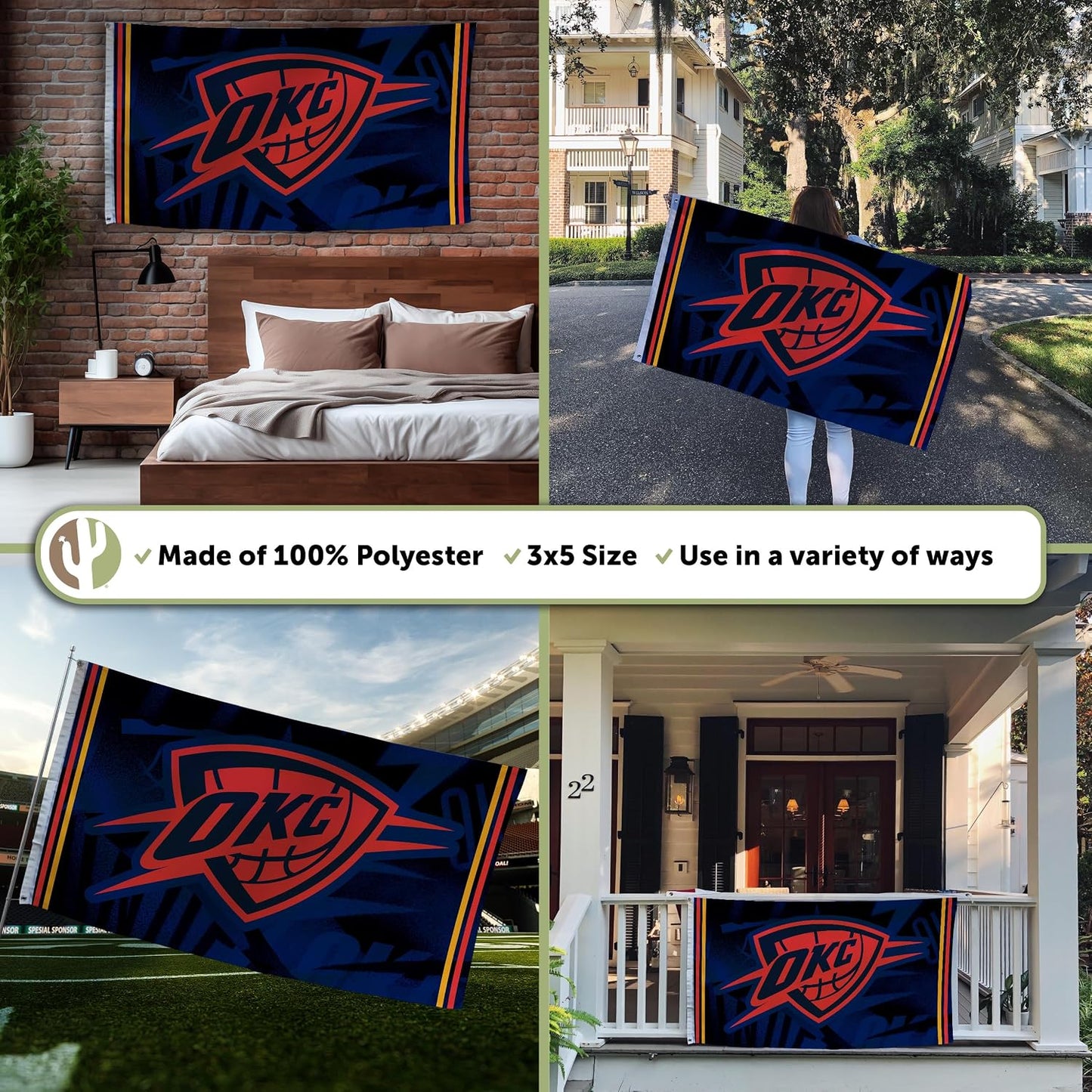 Bandera OKC Thunder 3x5ft poliéster interiores exteriores