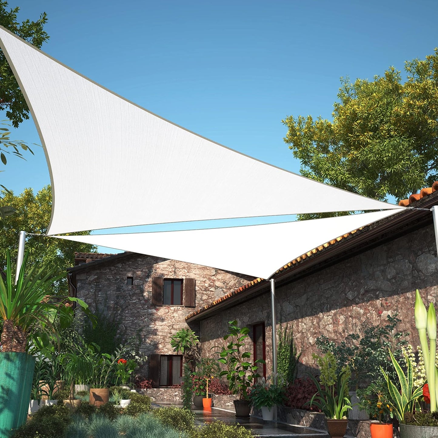 Toldo vela triangular derecho blanco 12x12x17ft UPF50