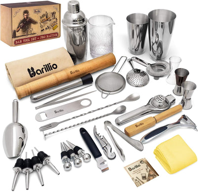 Juego Herramientas Bar Edición Pro Acero Inox Shaker Boston Muddler
