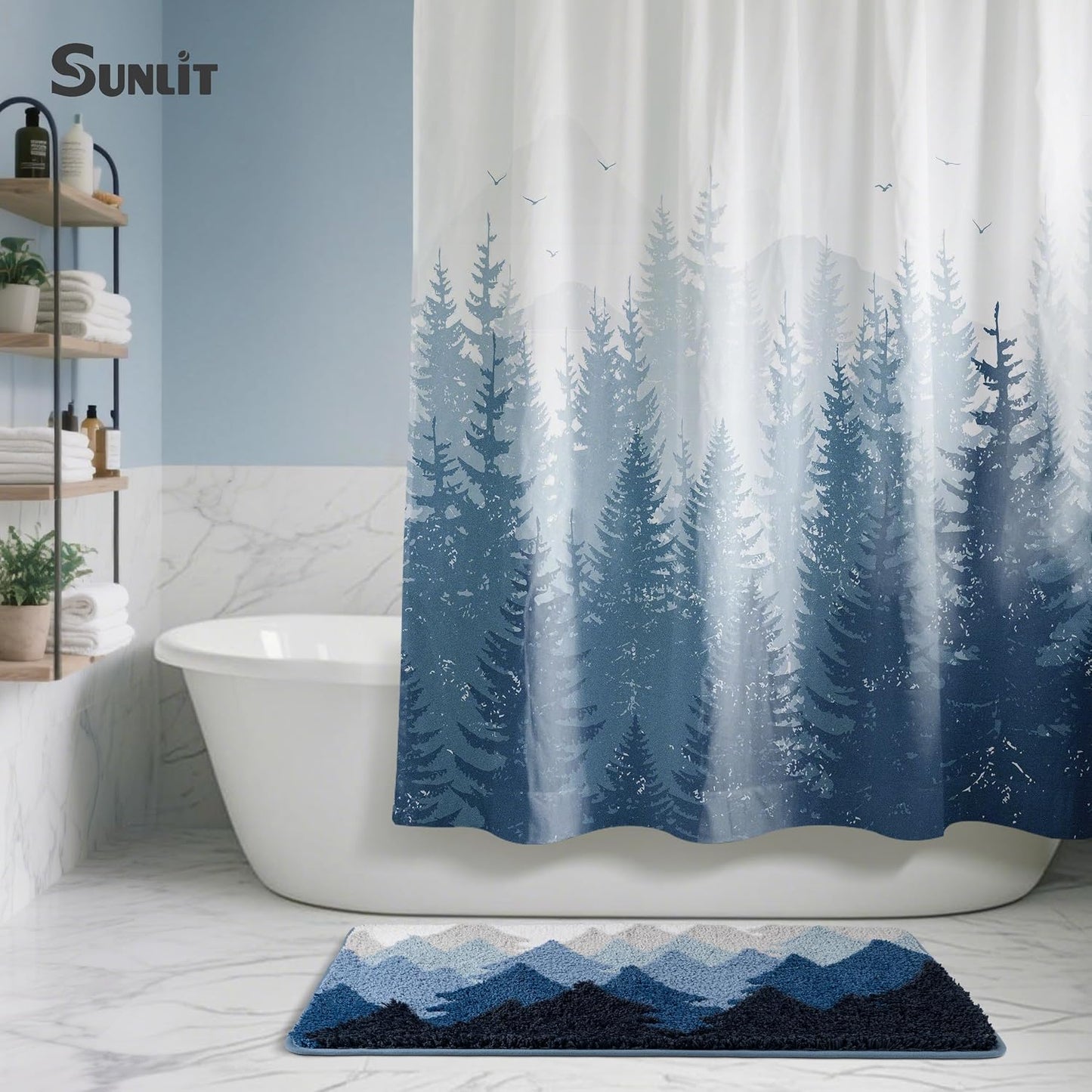 Alfombra baño 20x32pulg azul suave absorbente antideslizante