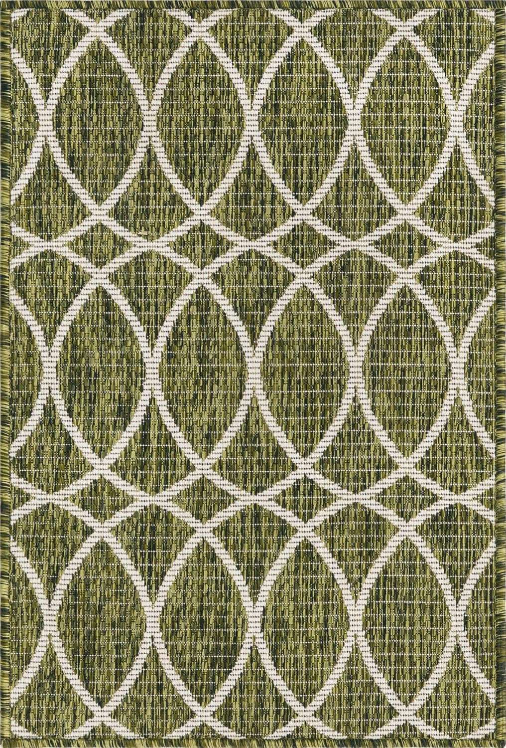 Alfombra rectangular 2x3ft 1pulg color verde y marfil