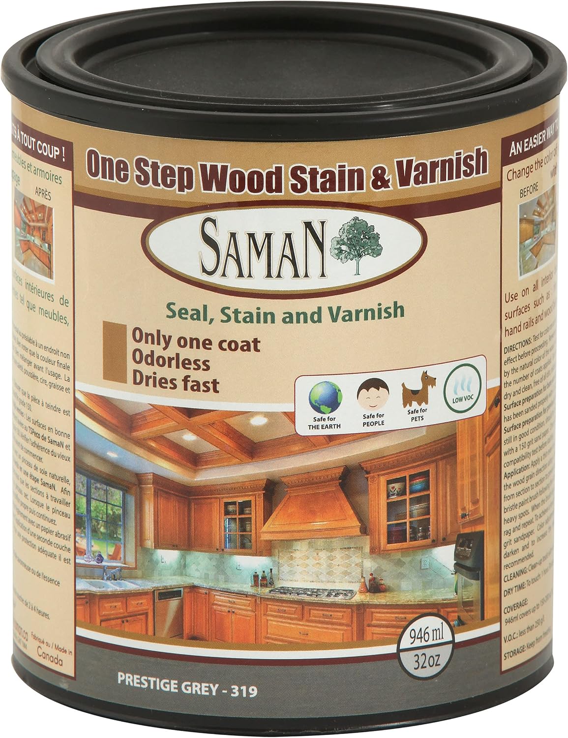 Sellador tinte y barniz madera sin olor 32oz gris