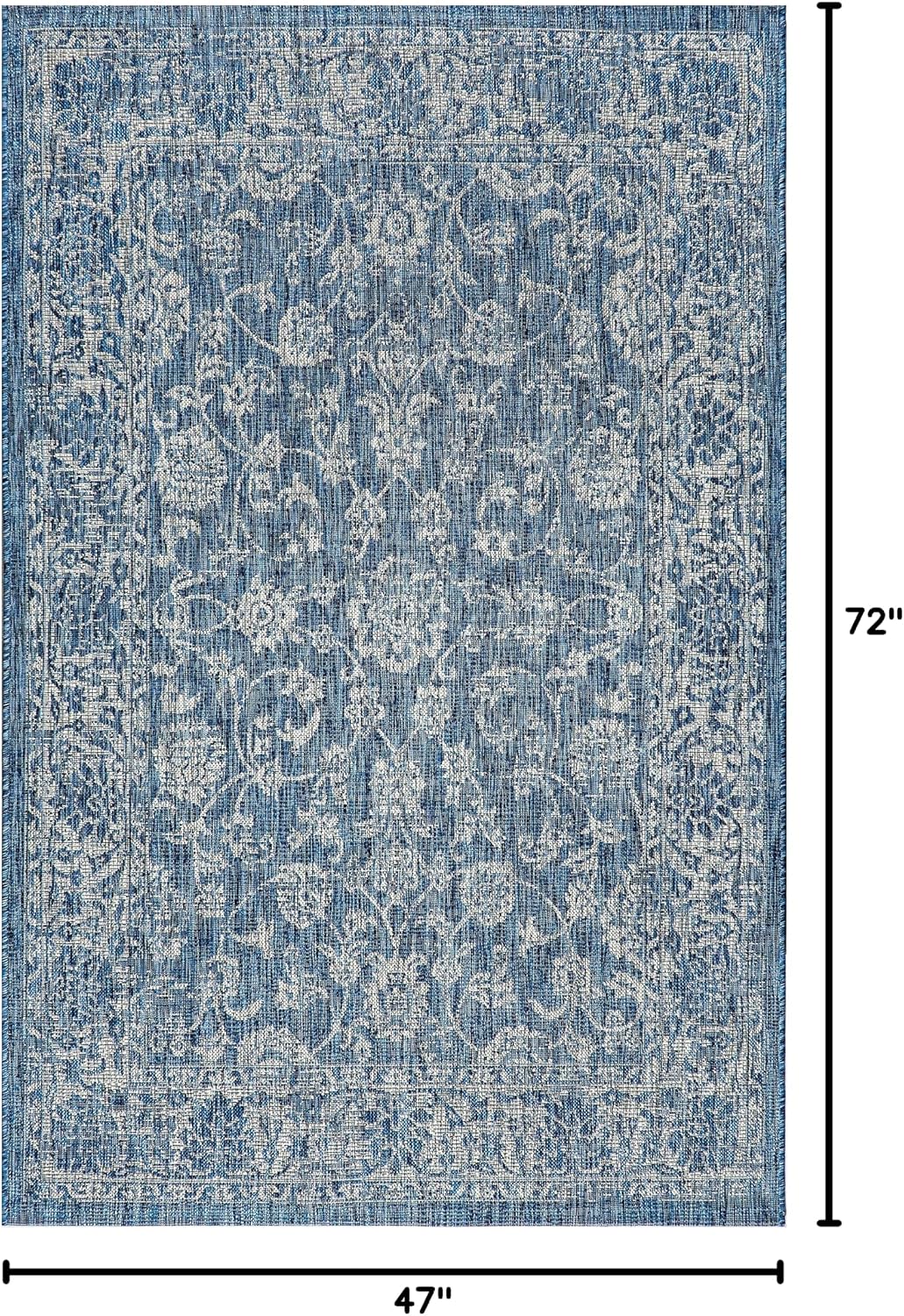 Alfombra bohemia texturizada 4x6ft azul marino/gris para