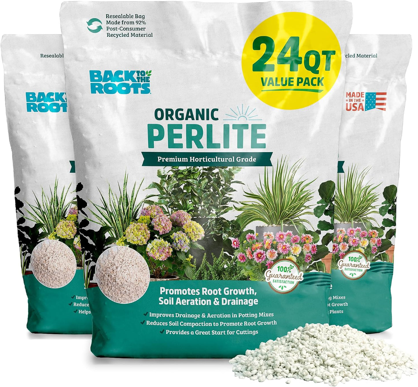Perlita orgánica 24qt para plantas interior y exterior