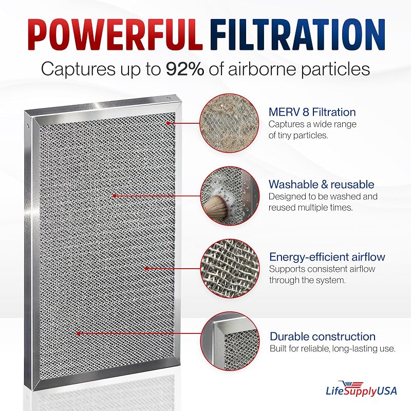 Filtro aire electrostático MERV 8 14x30x1 lavable reutiliz.