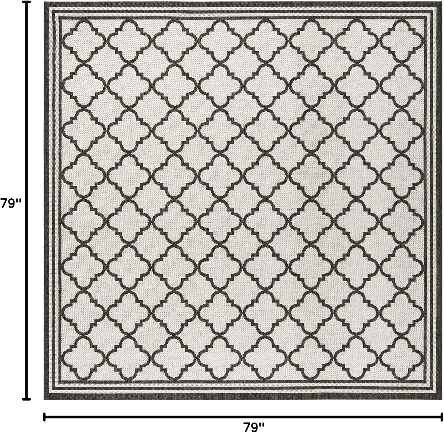 Alfombra exterior lavable 6x7ft cuadrada gris claro y carbón