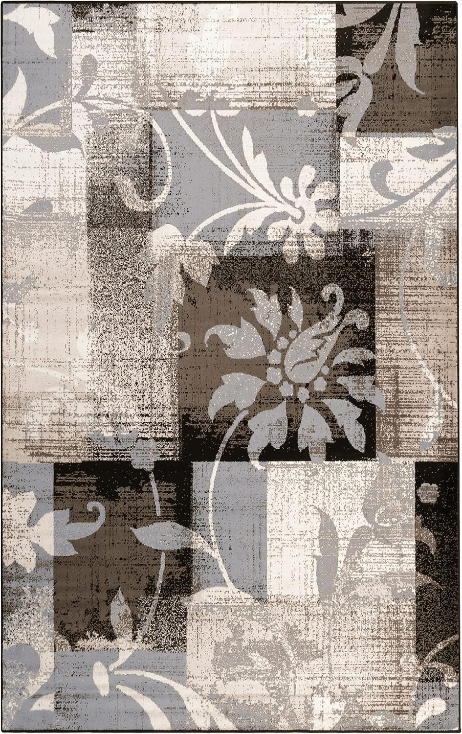 Alfombra interior yute parches florales 8x10pulg