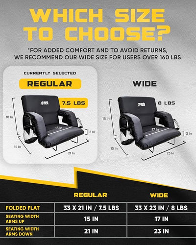 Asiento estadio reclinable plegable negro