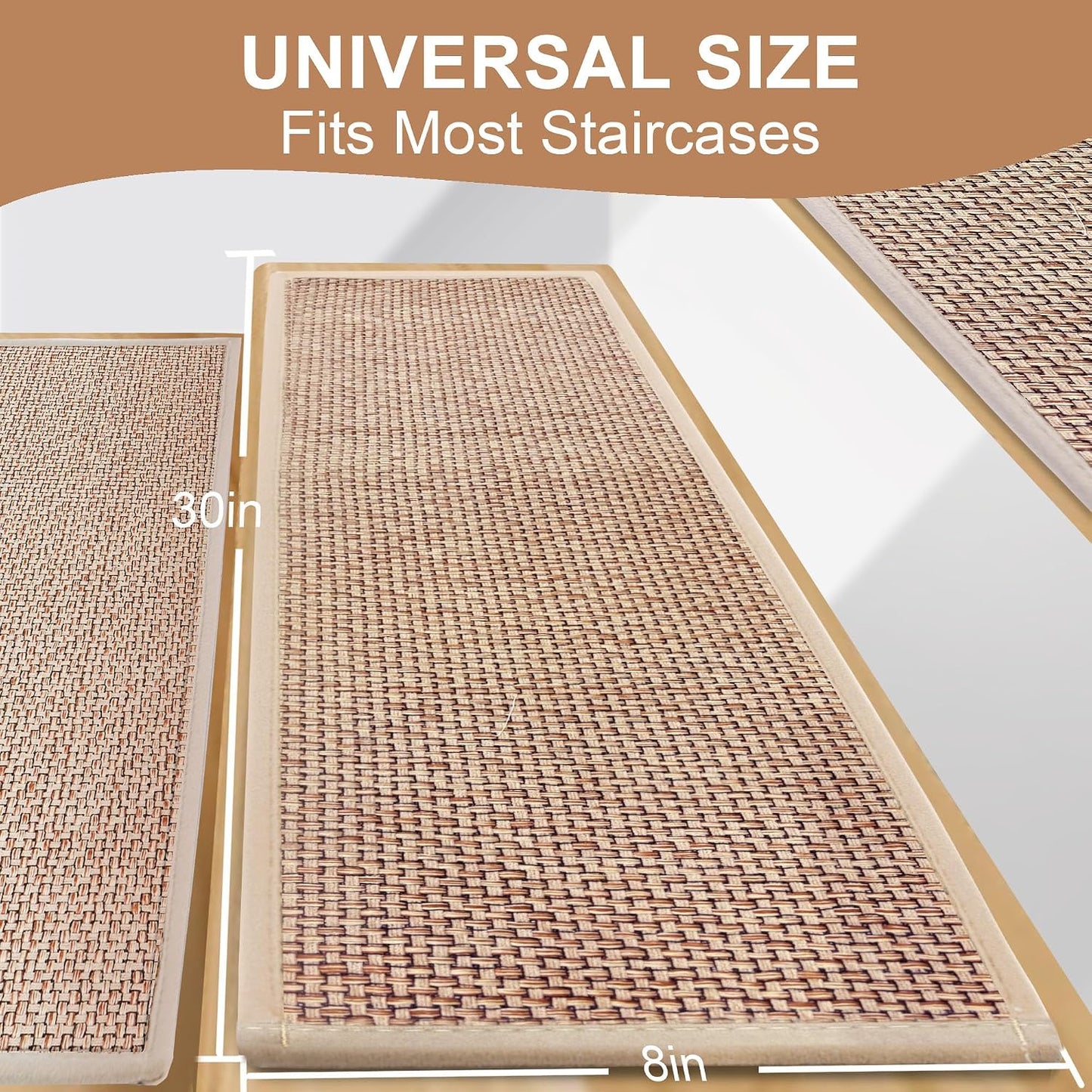 Alfombras antideslizantes peldaños madera pack 15 goma lino