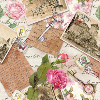 Papel tapiz floral rosa vintage 17.5x118pulg prepegado