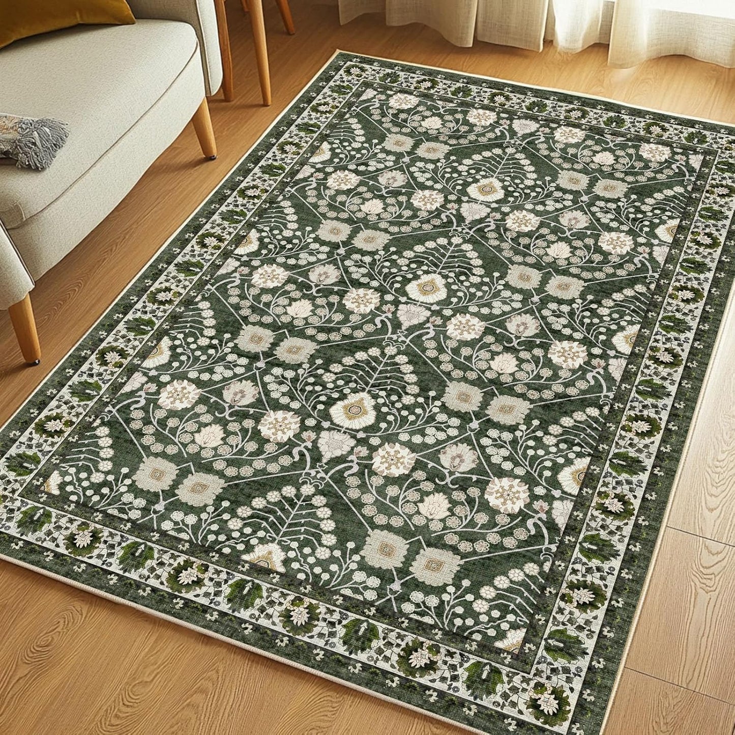 Alfombra 3x5 TPR Verde Oscuro Antiderrap Sala de Estar